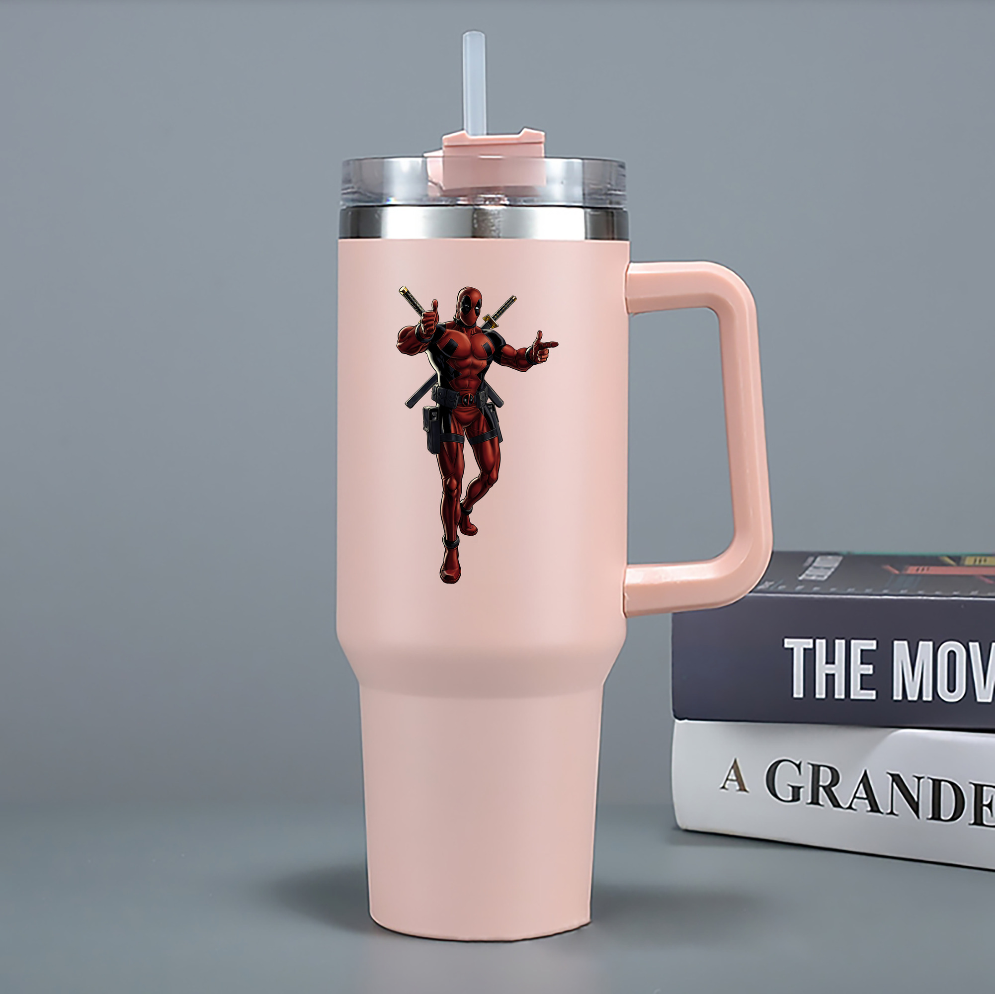（画像用） Deadpool デッドプール 1200mL車用タンブラー - クリスタルステッカー（プラスチックストロー付き）